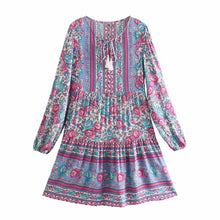 Load image into Gallery viewer, Floral print , Bohemian mini dress, Boho sundress

