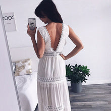 Load image into Gallery viewer, White Hollow Out,Boho Maxi Dress,Bohemian Sundress
