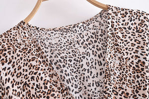 Leopard Print, Boho Dress ,Bohemian Wrap Dress