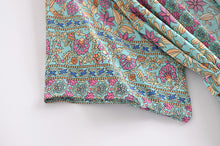 Load image into Gallery viewer, Green Floral Print ,Bohemian  Blouses,Boho Kimono
