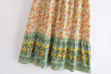 Load image into Gallery viewer, Camel Floral Print,Bohemian Maxi skirt , Boho Skirt
