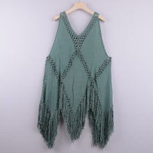 Load image into Gallery viewer, Solid hollow,Bohemian mini dress,Boho sundress

