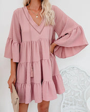 Load image into Gallery viewer, Lace-up Tassel, Bohemian Mini Dress , Boho Sundresses
