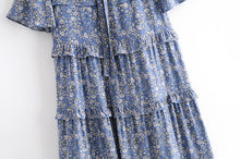 Load image into Gallery viewer, Floral print  ruffles, midi dress, Boho dress
