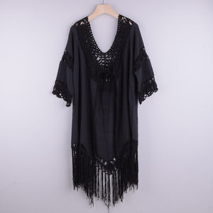 Solid Hollow,Bohemian Mini Dress,Boho Kimono