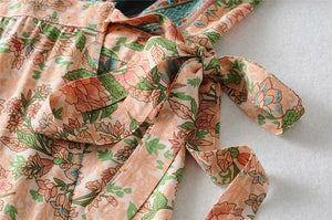 Bohemian Mini Dress, Boho Wrap Dress,Floral Print