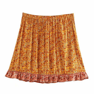 Boho Skirt, Mini Skirt, Wild Flower