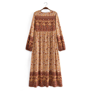 Pink Floral Print ,Bohemian Maxi Dress ,Boho Dress