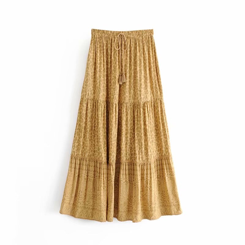 Boho Skirt, Maxi Skirt,Leopard Flower