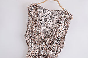 Leopard print ,Bohemian maxi dress, Boho sundress