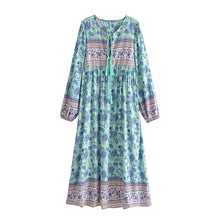 Load image into Gallery viewer, Bird Floral print，Bohemian Maxi dress，Boho sundress
