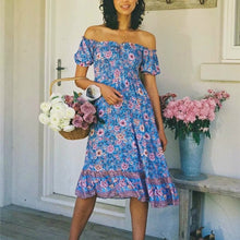 Load image into Gallery viewer, Boho Dress,Off Shoulder Sundress,Beach Midi Dress
