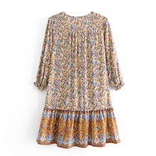 Load image into Gallery viewer, Floral print,deep V-neck,mini dress ,Boho dresses
