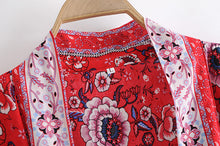 Load image into Gallery viewer, Boho Floral Kimono,Boho robe Cover-up
