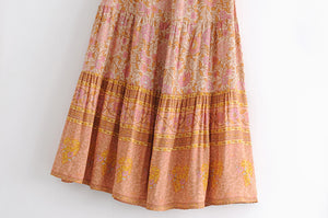 Pink Floral Printed ,Boho Skirt ,Maxi Skirt