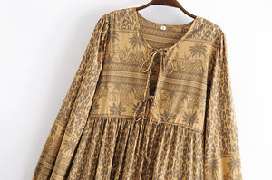 Maxi Dress, Boho Sundress,Leopard Print