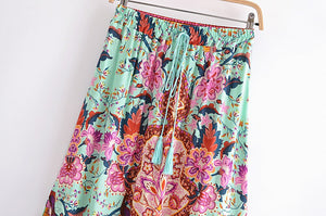 Peacock Floral Print,Bohemian Maxi Skirts,Boho Skirts