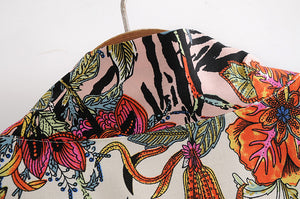 Multi Floral print ,Boho Kimono robe,Bikini Cover-ups