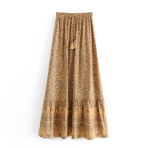 Leopard Floral print ,Boho Maxi Skirt