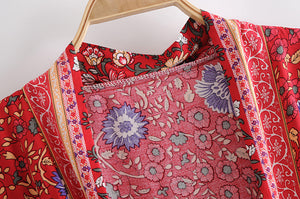 Boho Robe, Kimono Robe,Nova Red Floral