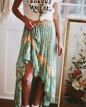 Load image into Gallery viewer, Boho Skirt, Maxi Skirt, Green Wild Flower
