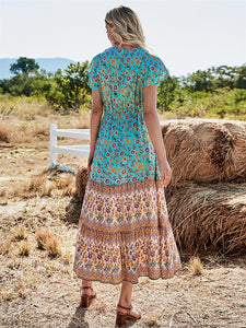 Boho Dress ,Floral Print ,Maxi Dress