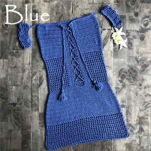 Hollow Out Knitted,Bohemian Mini Dress,Boho Sundress