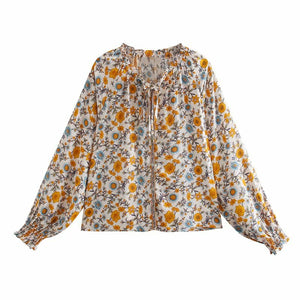 Boho Blouse, Vintage beach Shirt,Floral print