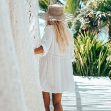 Load image into Gallery viewer, Lace White,Bohemian Dress Shirt, Boho Bikini Cover-up
