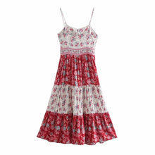 Load image into Gallery viewer, Pink Floral Print,Boho Sundress,Boho Maxi Dress
