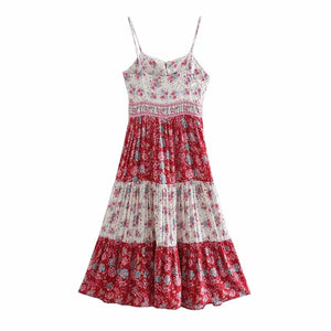 Pink Floral Print,Boho Sundress,Boho Maxi Dress