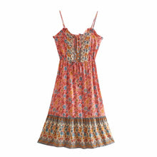 Load image into Gallery viewer, Boho Dress,Strap Sundress,Beach Midi Dress

