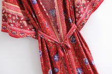 Load image into Gallery viewer, Boho Robe, Kimono Robe,Nova Red Floral
