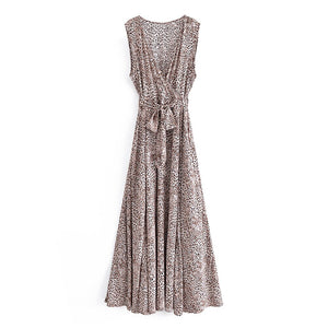 Leopard print ,Bohemian maxi dress, Boho sundress