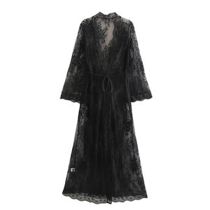 Boho Kimono, Cover-ups Robe,Lace Hollow Out
