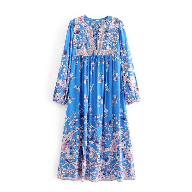 Floral Print,Bohemian Midi  Sundress,Boho Dress