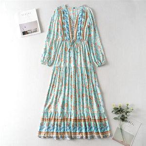 Floral Print,Bohemian Maxi Sundress,Boho Dress