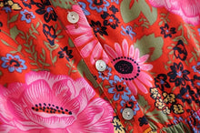 Load image into Gallery viewer, Red Floral Print,Bohemian Maxi Sundress,Boho Dress

