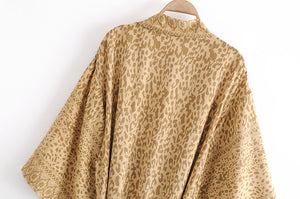 Boho robe,Bohemian Kimono , Leopard Floral