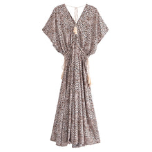 Load image into Gallery viewer, Leopard Floral Print ,Maxi Dress, Beach Boho Dress
