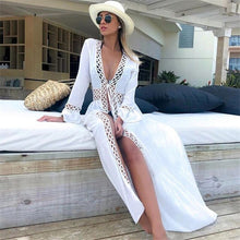 Load image into Gallery viewer, White Bohemian  dress , Boho maxi sundress
