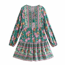 Load image into Gallery viewer, Floral print , Bohemian mini dress, Boho sundress
