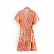 Load image into Gallery viewer, Mini Dress, Boho Dresses,Pink Floral Print
