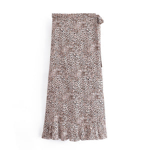 Leopard print ，Bohemian Maxi Skirt，Boho skirts