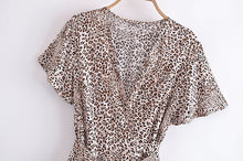 Load image into Gallery viewer, Leopard Print, Boho Dress ,Bohemian Wrap Dress
