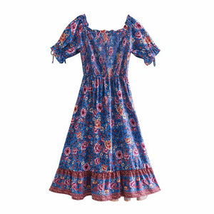 Boho Dress,Off Shoulder Sundress,Beach Midi Dress