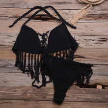 Load image into Gallery viewer, Solid tassel knitting, Swimsuit Swimwear , Biquini Beachwear

