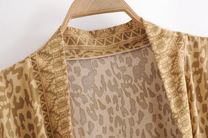 Boho robe,Bohemian Kimono , Leopard Floral