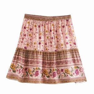 Boho Skirt, Mini Skirt, Wild Flower