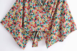 Floral Print,Short Robe Kimono,Bikini Cover-up